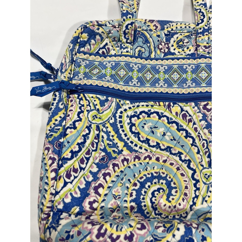 Capri Blue Paisley Vera Bradley Retired  Tall Computer Bag Travel Zip Top Spring - Picture 5 of 13